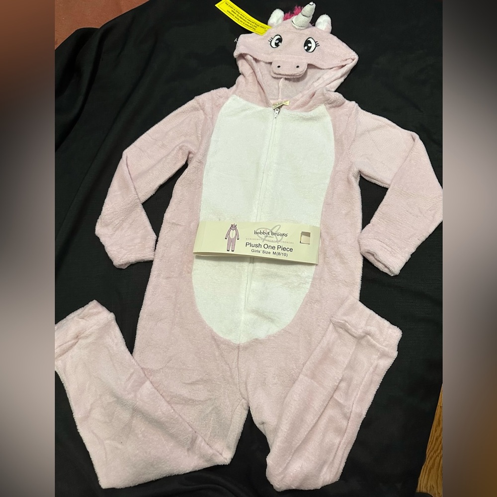 Bobbie Brooks Unicorn Girl’s One Piece Onsie- Medium (8/10) White/Pink